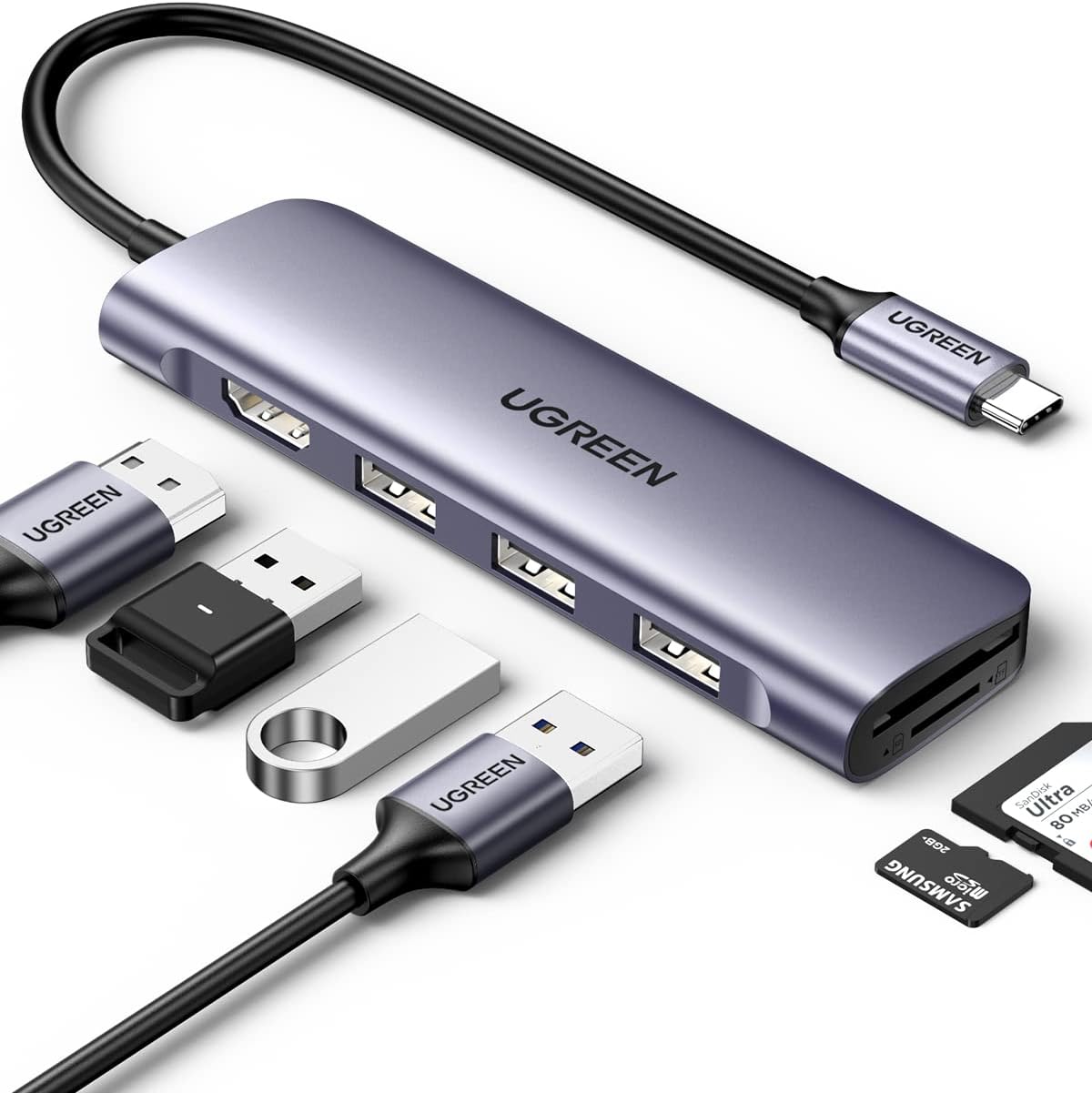 UGREEN Revodok USB C Hub 6 in 1 USB C Dongle 4K HDMI