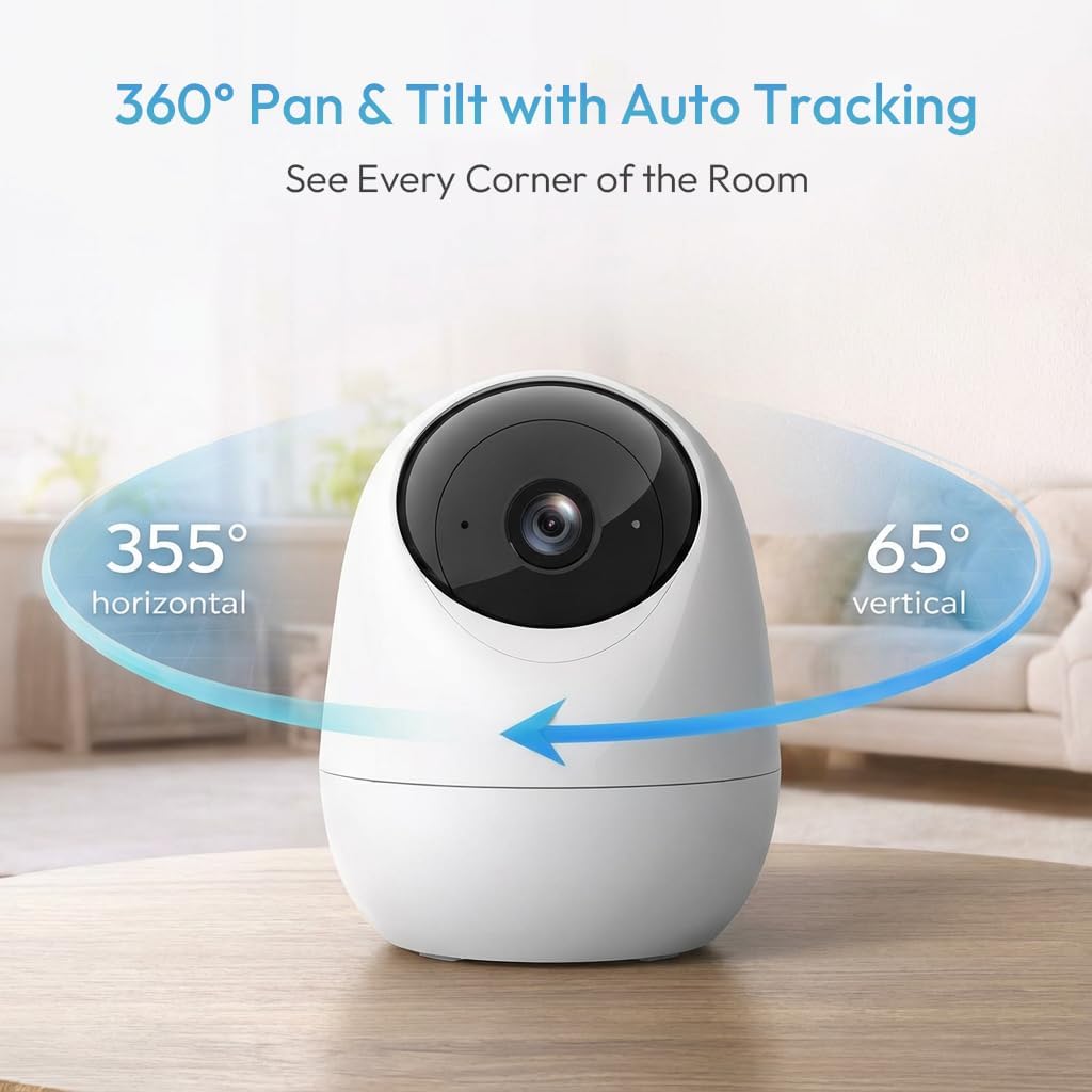 Rraycom 2.5K Indoor Security Camera, 5G/2.4G WiFi, Pet & Baby Monitor