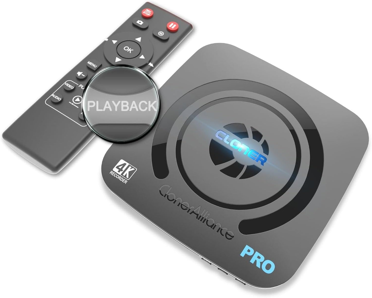 ClonerAlliance UHD Pro, 4K Video Recorder, HDMI Capture DVR with H.265/H.264 Codec, Cinematic 24fps Recording(Up to 30fps), 4K@60fps Passthrough, Pause/Resume Recording.