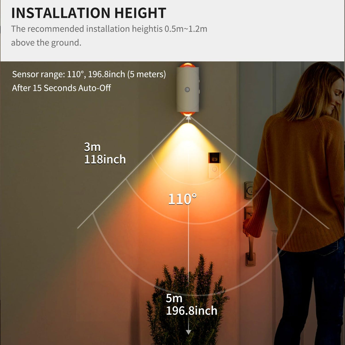 LED Motion Sensor Night Light, 7 Colors Rechargeable Battery Stair Light