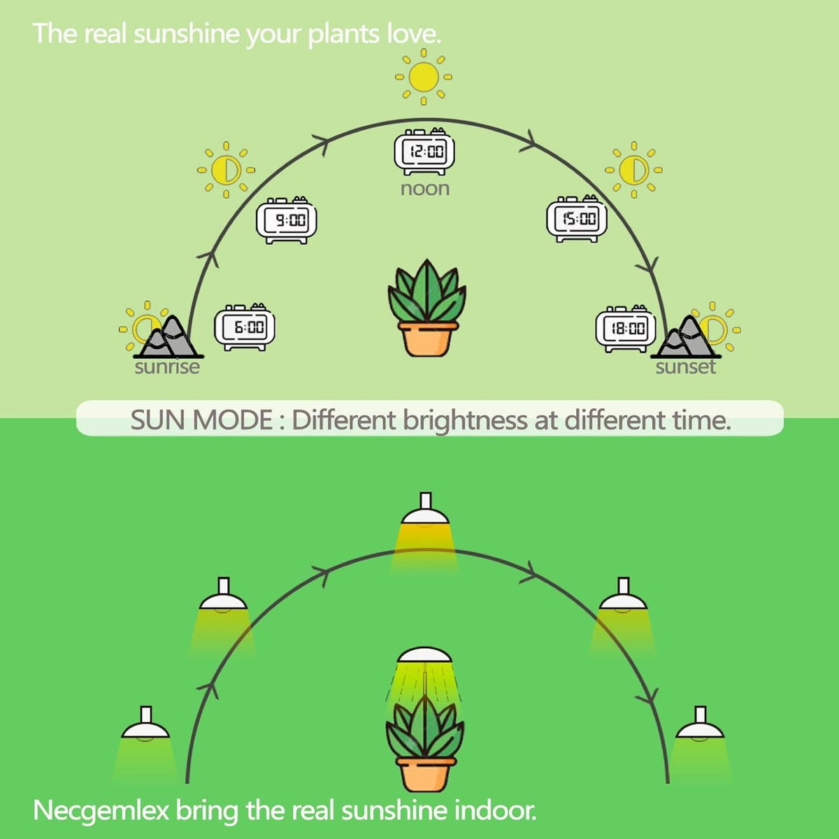 Smart LED Grow Light Bulbs for Gooseneck Clamp Light - Dimmable, Sun Mode Dimming, Auto On/Off Timer, Remote Control - Full Spectrum for Indoor Plant Growth - Mimics Real Sunshine