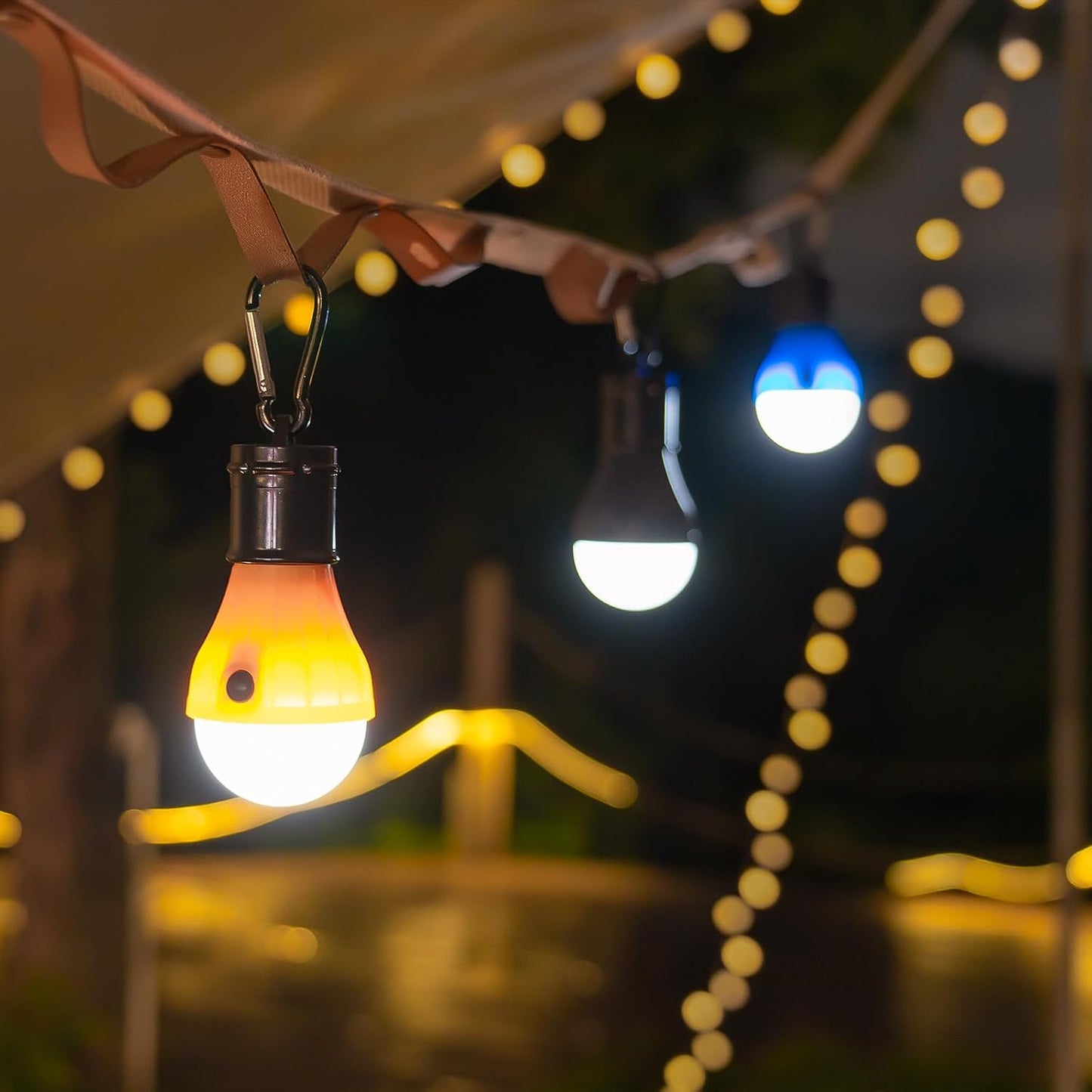 Jarxin Led Camping Lantern USB Rechargeable,Outdoor Tent Lights | Camping Hanging,with Clip Hook Camping Flashlight (4 Packs Black)