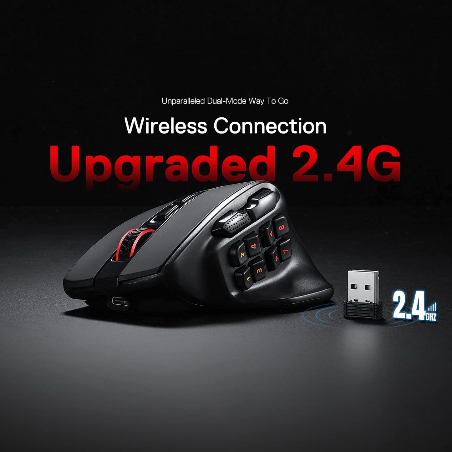 Redragon M811 PRO Wireless RGB Gaming Mouse 26K DPI Remapping Keys | Cable-Free 0 Delay Dedicated for FPS Gamers, Custom Macro Keybinds, Vibing Backlight, Ergonomic Grip Body Comfort