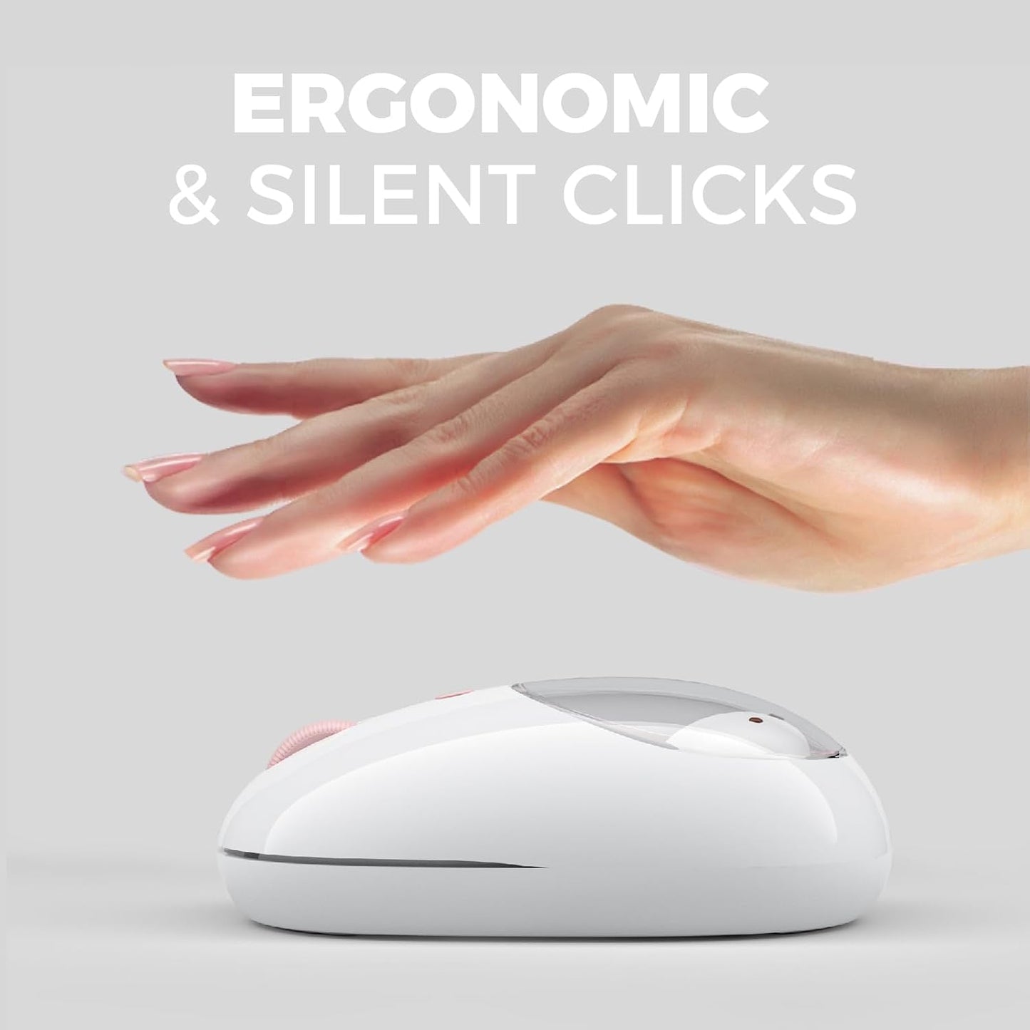 MIPOW×Miffy Bluetooth Wireless Mouse, Compact Portable for Laptops &amp; Tablets. Smooth Tracking, Works with Windows &amp; MacOS, Pale Pink
