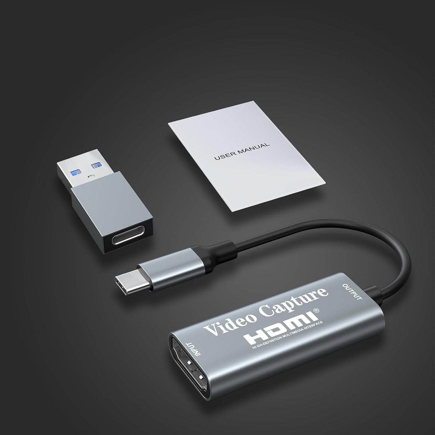 Papeaso Video Capture Card, Video Recording Card Wonderful 4K HDMI to 1080P USB C for Gaming Streaming TV Recorder, for Windows Mac OS System with USB C Adapter to Adjust PS4, Switch, Xbox1