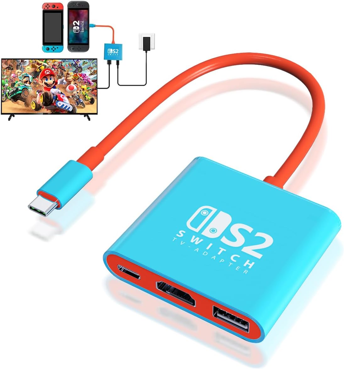 pdobq Switch Dock Switch Docking Station for Nintendo, Portable Switch2 TV Adapter Support 4K/60HZ TV Mode Compatible Steam Deck/Switch OLED, Travel Dock with HDMI2.0 USB3.0 Port