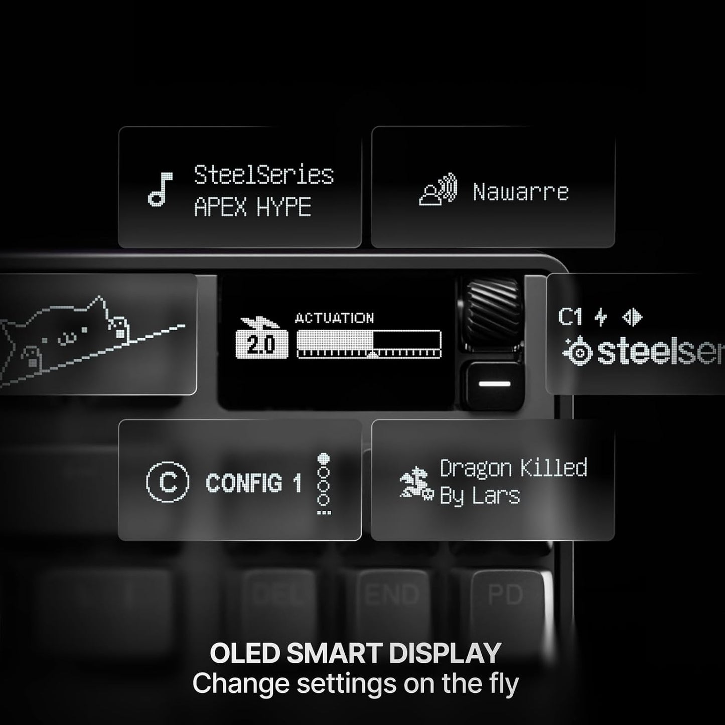 SteelSeries Apex Pro TKL Gen 3 Gaming Keyboard - OmniPoint 3.0 Analog Magnetic Switches, Quickset Auto-Presets (Rapid Trigger, Rapid Tap/SOCD, Protection Mode), OLED, RGB, PBT Keycaps, USB-C, Black