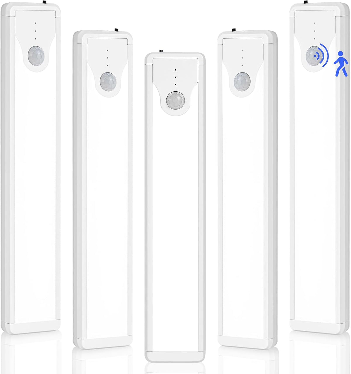 8 Inch Under Cabinet Lights, 41 LED Rechargeable Magnetic Motion Sensor Light Indoor, Brightness Dimmable 6000K Stepless Dimming Closet Light, for Under Counter, Kitchen, Stairs, Closet, 5 Packs