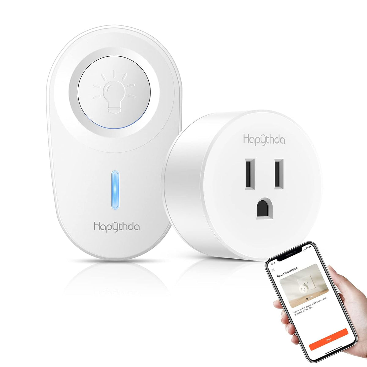 Smart Plug with Remote, 2.4GHz Wi-Fi & RF433 Wireless Remote Control Outlet Light Switch NO Neutral Wire Required, Works with Smart Life/Tuya APP, Compatible with Alexa/Google Home, White