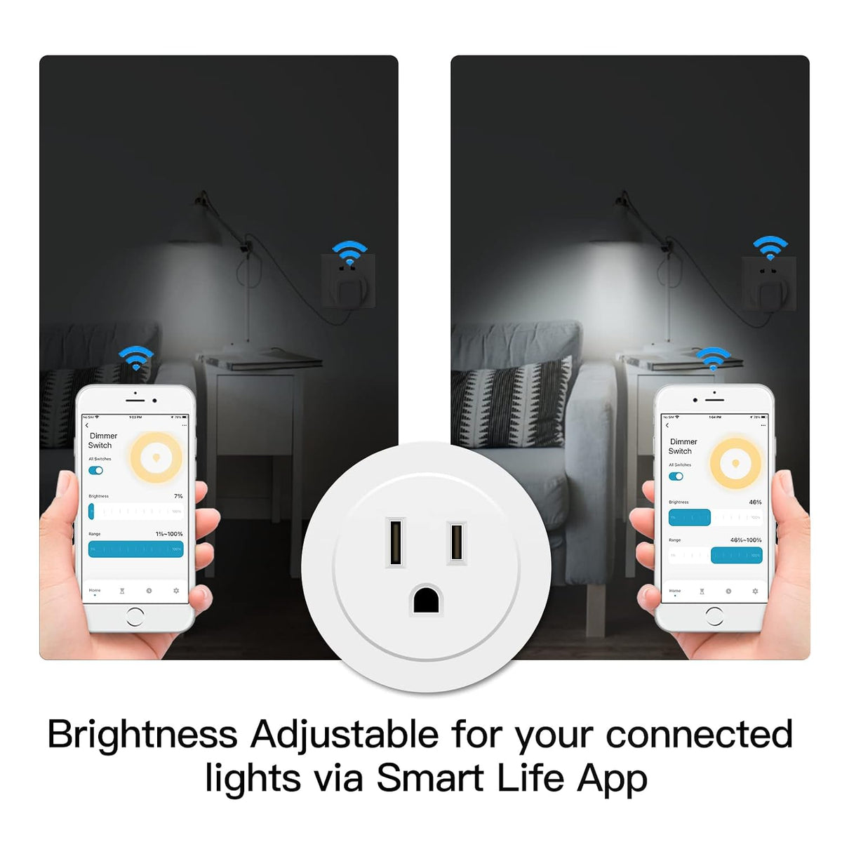 MoesGo Smart Dimmer Plug, WiFi Plug in Dimmer for Lamps, White, 1 Pack