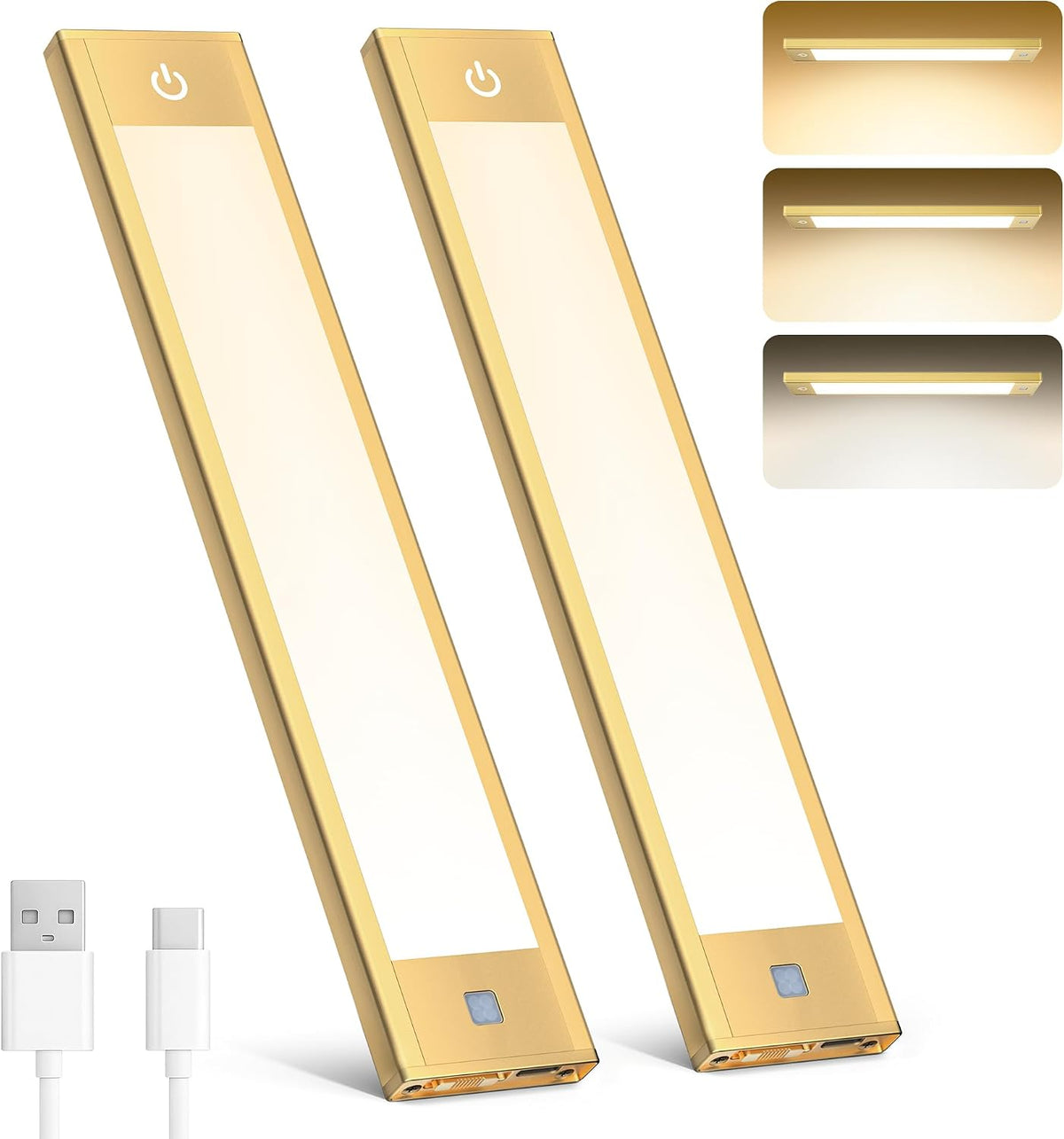 V4light Motion Sensor Cabinet Light, Rechargeable, Dimmable, 2Pcs, 9in