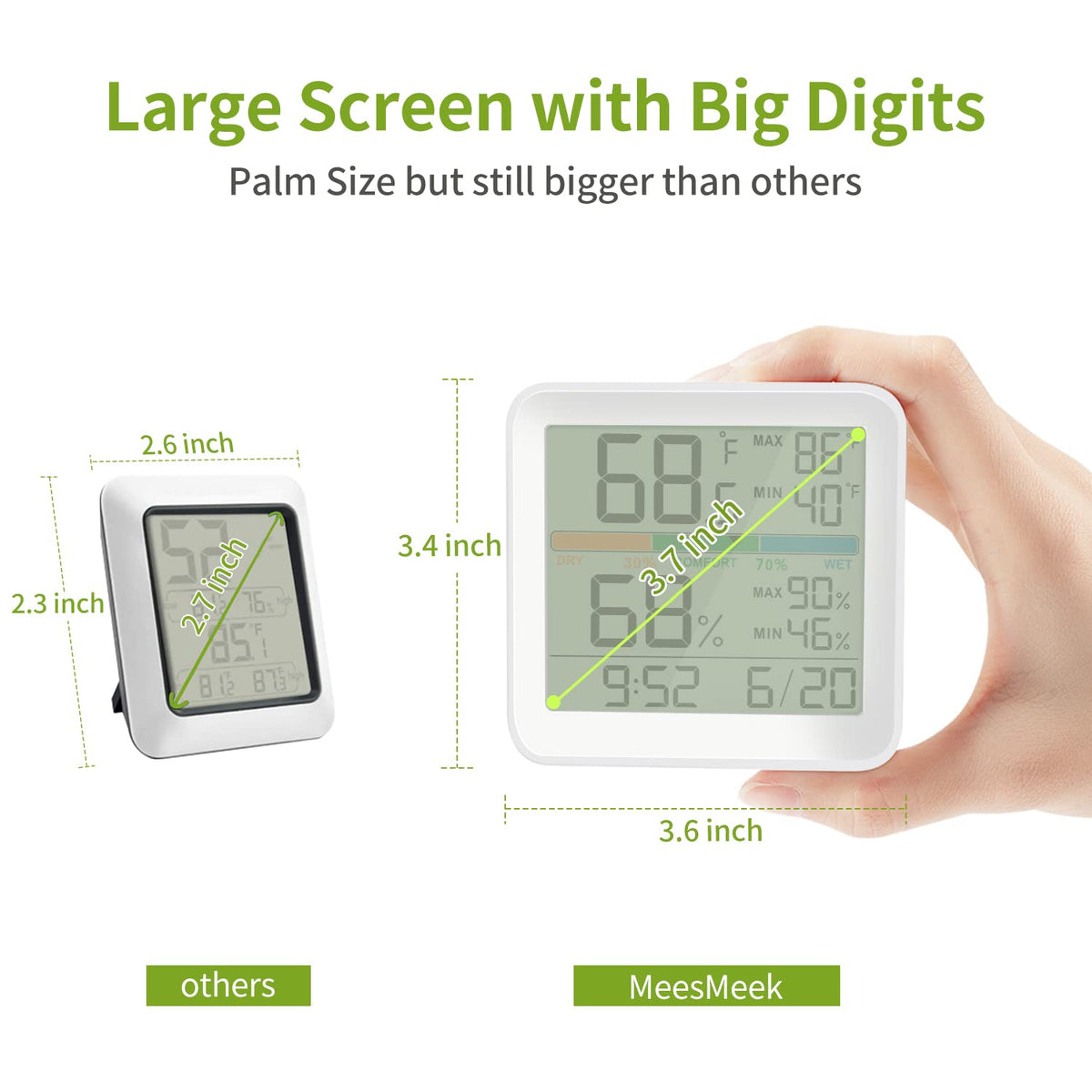 Indoor Digital Thermometer Hygrometer, Room Temperature Humidity Monitor