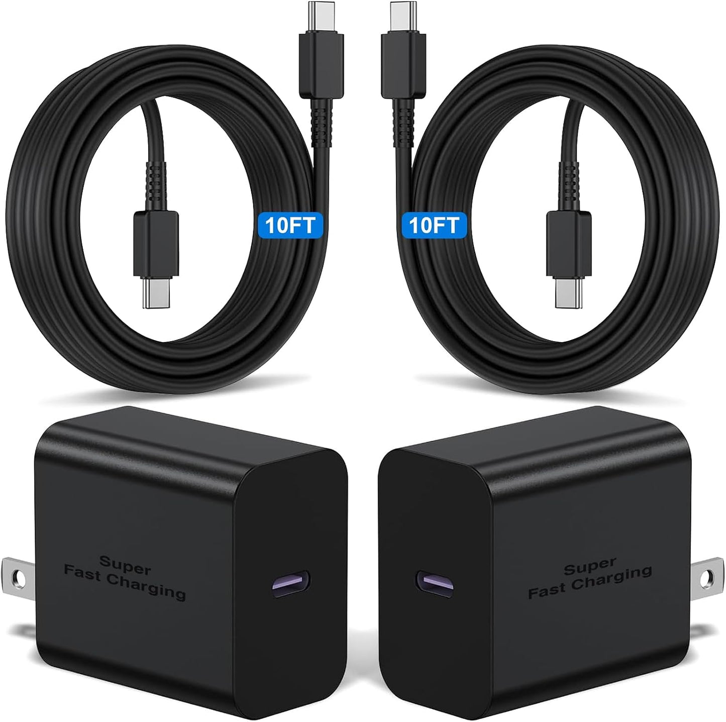 2Pack 45W Super Fast Charger Type C 10ft,USB C Wall Charging and Long Android Phone Charger Cable Cord for Samsung Galaxy S26 Ultra/S26/S26+/S25 Plus/S25/S24+/S24 Ultra/S23 Ultra/S22 Plus/S21/Note 20