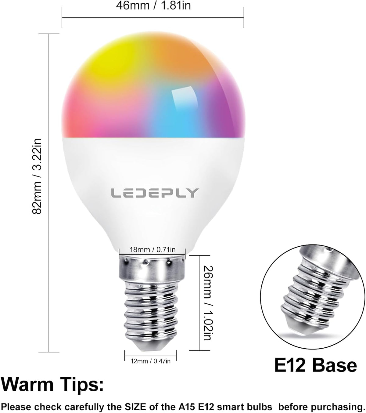 A15 Smart Bulb, E12 WiFi LED Bulbs, Compatible with Alexa Google, 4 Pack