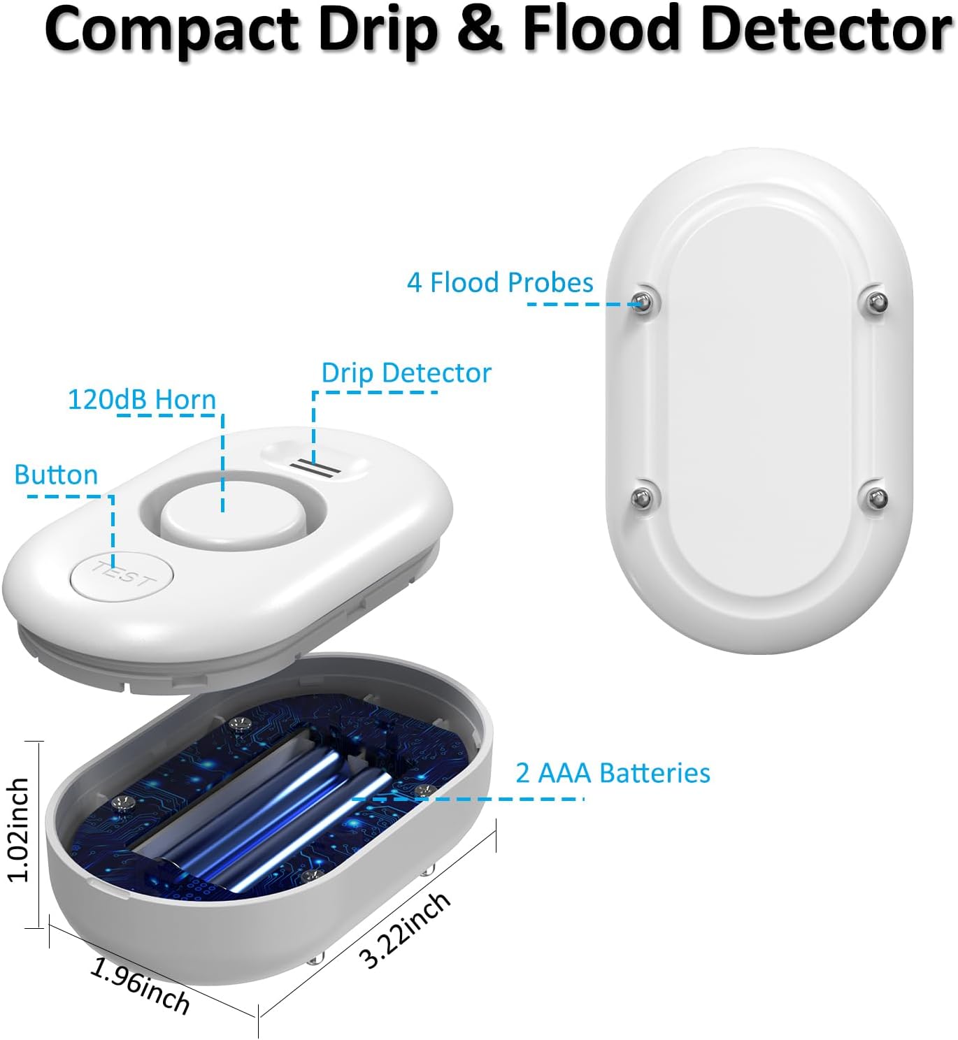 Bundle: Water Leak Sensor 7 Pack with 1x 2.4Ghz WiFi Gateway Base Station, App Notification, Adjustable Volume, Water Flood Detector for Home/Basement/Toilet/Laundry Room, Sink/Drain/Pipe/Faucet