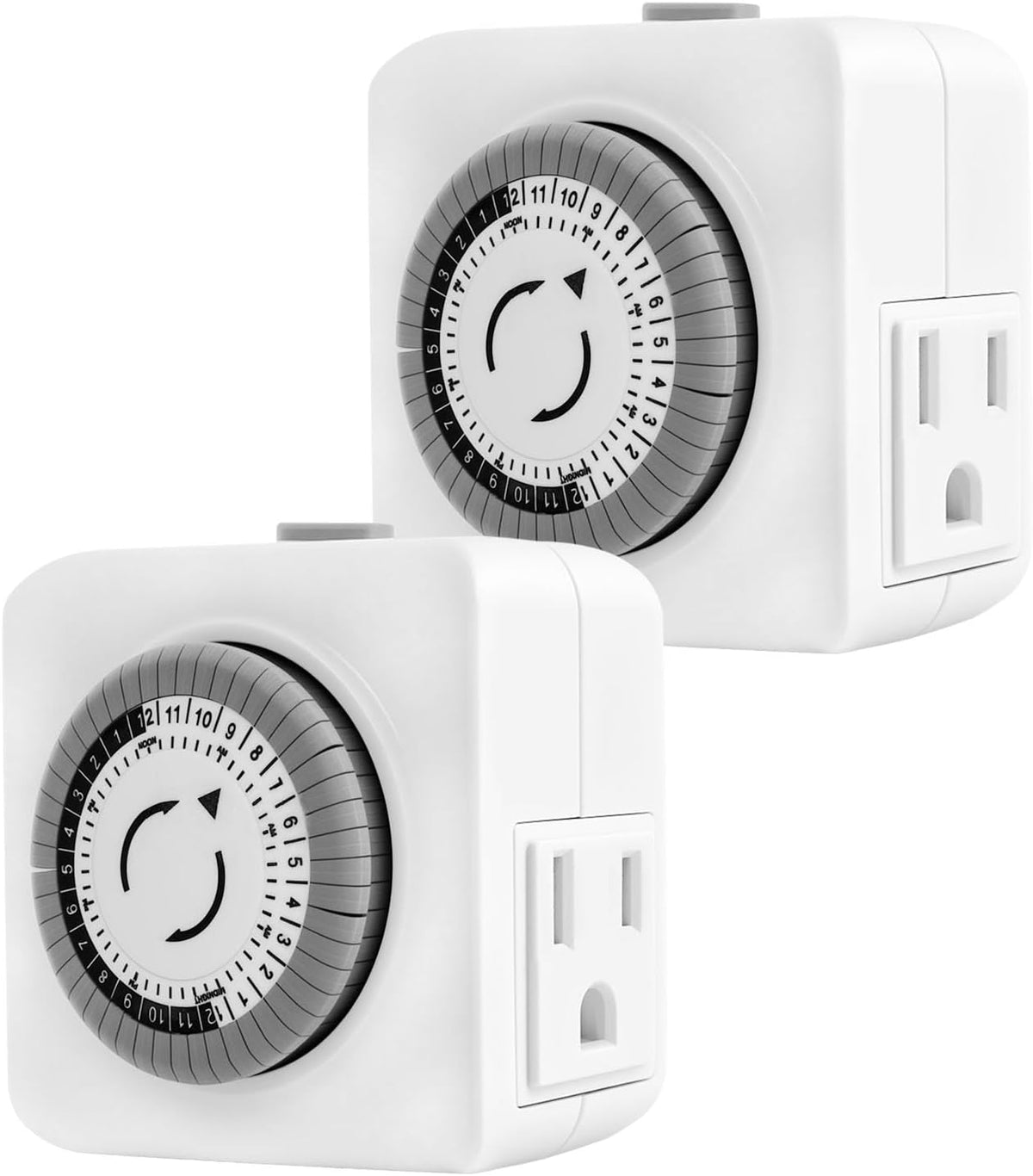 Outlet Timer, 24-Hour Plug-in Mechanical Timer, 2 Grounded Electrical Light Timers Indoor with 30-Minute Intervals, Daily ON/Off Cycle, 3-Prong Plug for Aquariums, Grow Lights, ETL Listed