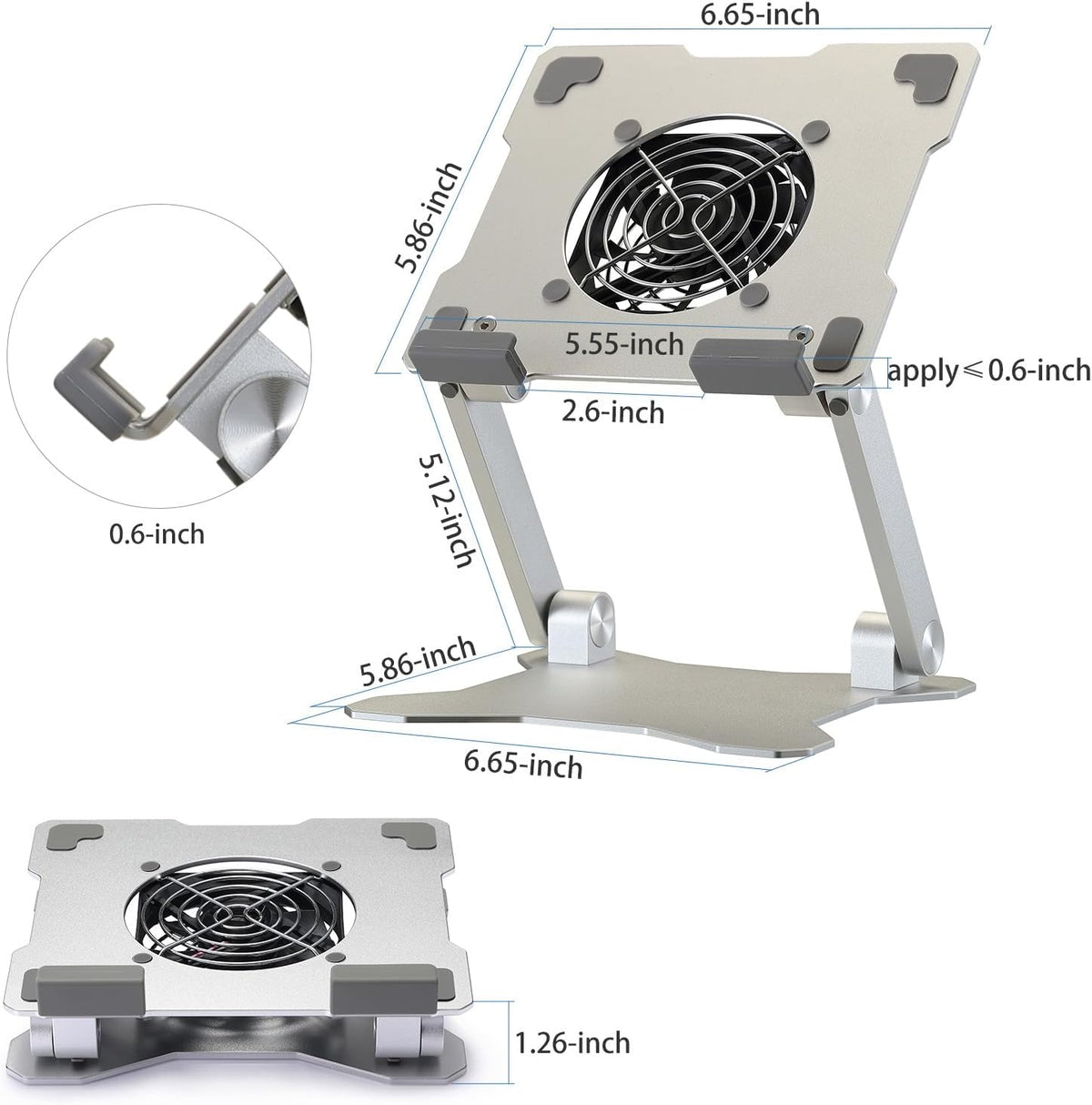 Surface Pro Stand, iPad Cooler,Aluminum Cooling Pad,Sturdy Tablet Stand Holder with Quiet Fan for Microsoft Surface Tablets,iPad Series,Samsung Galaxy Tabs-Up to 15-in Tablets