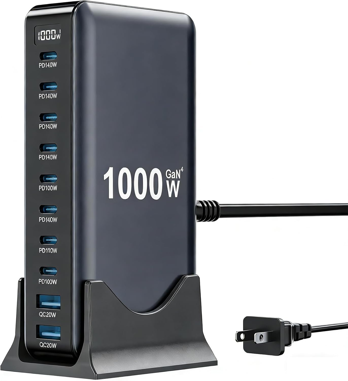 USB C Charger 1000W USB C Charger Block,Upgraded GaN IV 10-Port Charging Station Hub,Travel Essentials 140W Fast Charging Laptop Adapter for MacBook Pro/Air,DELL,Steam Deck,iPhone 17/16,Galaxy S25/24