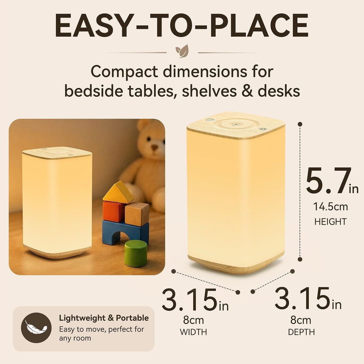 Auxmir Baby Night Light, 4000mAh, Remote, Touch, 256 RGB Colors, Brown