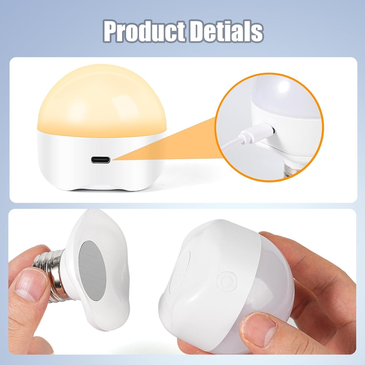 E26 Rechargeable Light Bulbs,Magnetic LED Portable Bulb with Remote and Timer, Battery Operated and Dimmable 3 Color Temperatures Backup Bulb for Sconces and Bedside Lamps Non-Hardwired Fixture,2 Pack