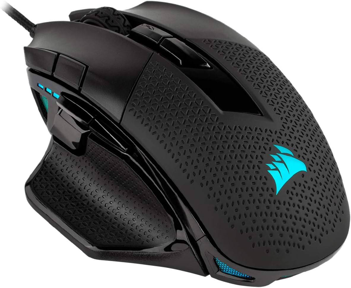 Corsair NIGHTSWORD RGB Gaming Mouse for FPS, MOBA - 18,000 DPI - 10 Programmable Buttons - Weight System - iCUE Compatible - Black