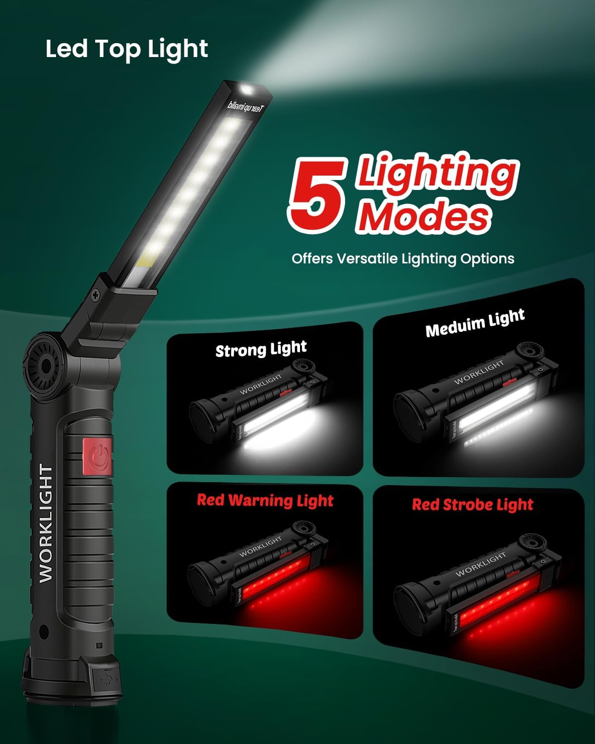Coquimbo 2 Pack Rechargeable Work Light, Christmas Tool Gifts for Men Dad | Mens Stocking Stuffers for Adults Husband, LED Flashlight, BBQ Light Grill Accessories with Magnetic Base and Hook (Black)