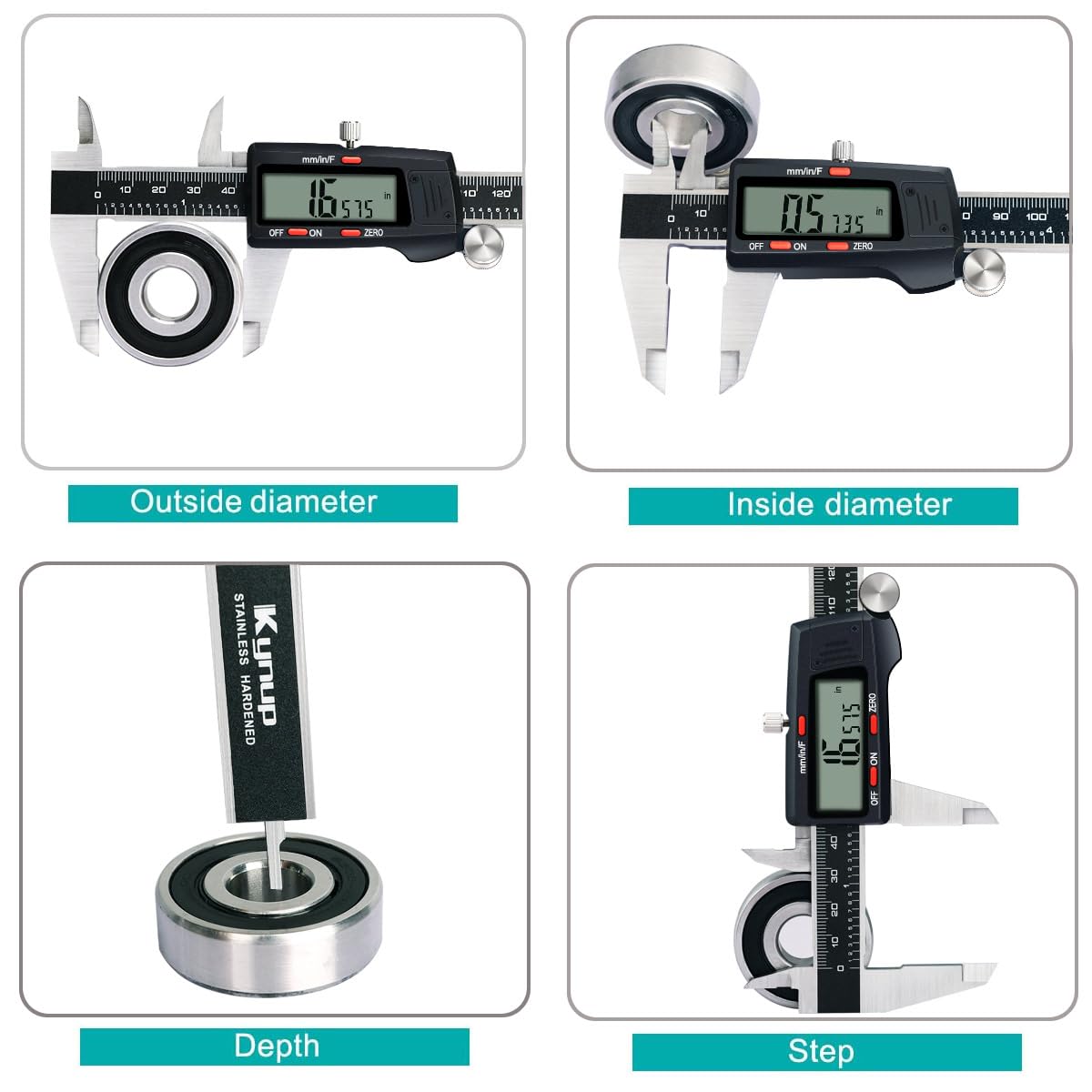 Kynup Digital Caliper, Caliper Measuring Tool, Micrometer Dial Caliper | 6 Inch Vernier Caliper with Large LCD Screen, Stainless Steel, Auto-Off, Inch/Metric/Fraction Conversion, Precise DIY Tools