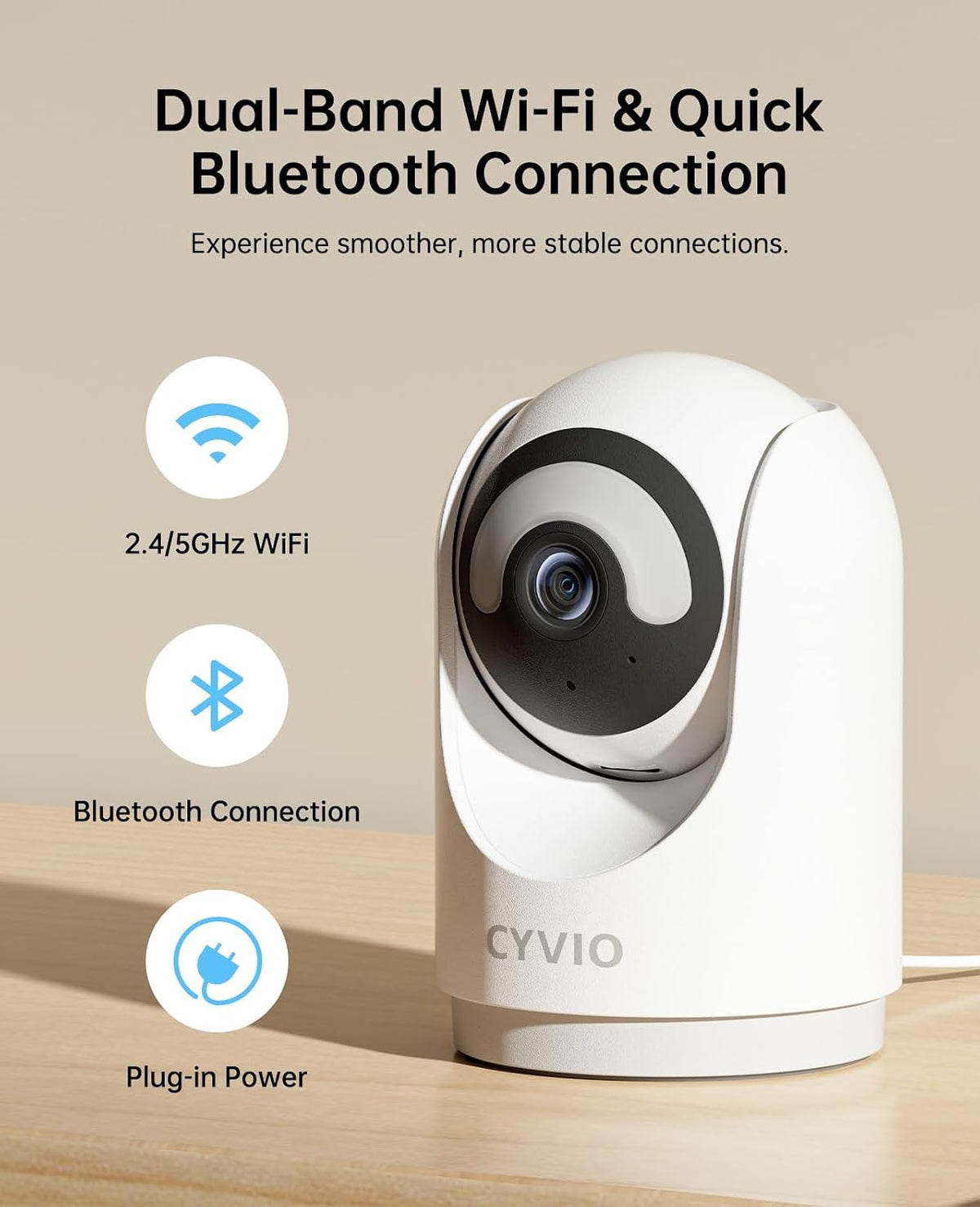 5MP Indoor Security WiFi Camera, with Smart Night Light, 2.4/5GHz