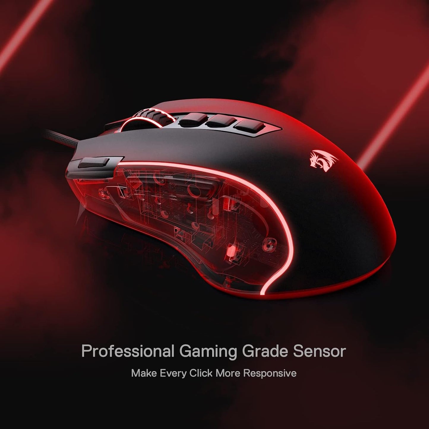 Redragon M612 Wired RGB Optical Gaming Mouse 8000 DPI Remapping Keys | Stable Lag-Free Connection, Redefine Keybinding Macro, Vibing Backlight, Ergonomic Grip Body Comfort