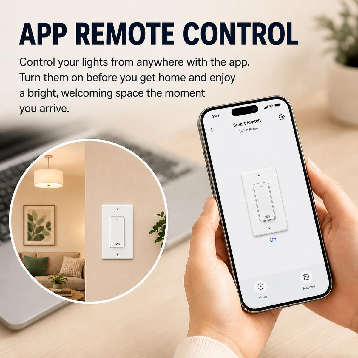 Smart Radar Switch 1 Gang, Neutral Wire Required, 2.4GHz Wi-Fi Motion Sensor Light Switch Compatible with Alexa and Google Home, UL Certified
