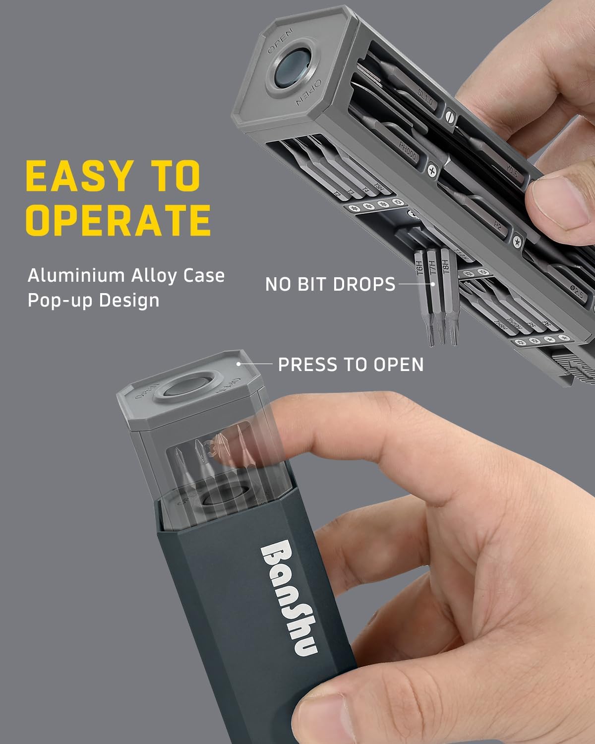 Banshu 46 in 1 Precision Screwdriver Set, Magnetic Small Screwdriver Set with Torx Star Pentalobe Phillips for Eyeglass, Watch, Jewelers, iPhone, Laptop, Macbook, PC, PS5, Xbox, Computer, Electronics