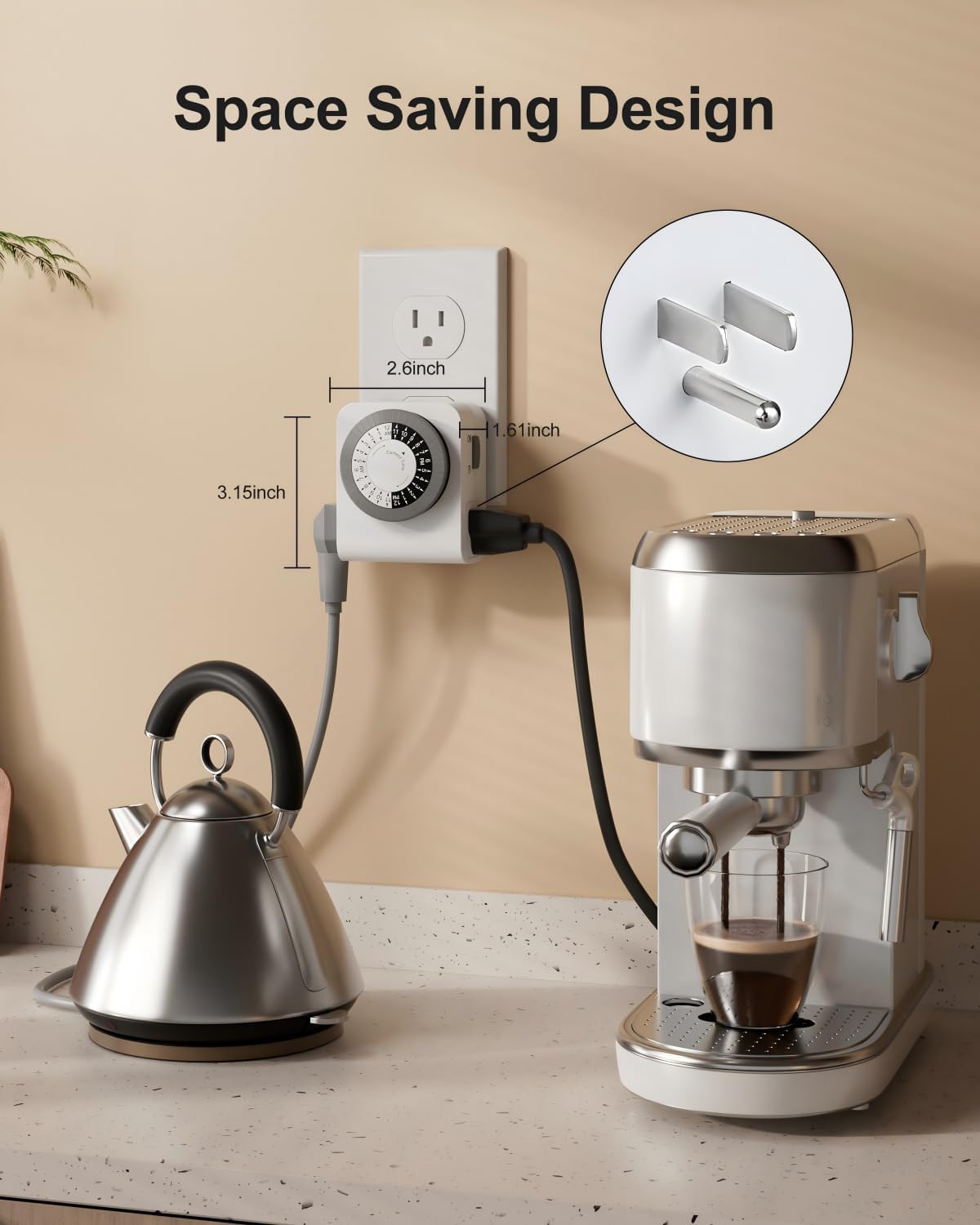 BN-LINK Timer Outlet with 2 Grounded Outlets, Mechanical Light Timers for Electrical Outlets Indoor, 24-Hour 3-Prong Timer Outlet for Lamp, Indoor Lighting and Christmas Lights, 15A/1875W, 2 Pack