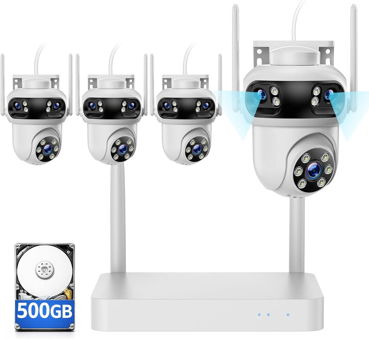 Camcamp Triple-Lens Security Camera System Wireless, 4 Cameras 12 Views