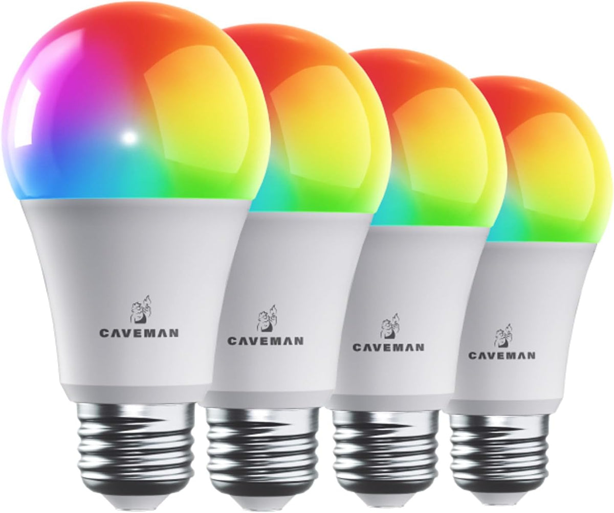 Caveman Matter & WiFi A19 Smart LED Light Bulb, 60W 800lm 4PK