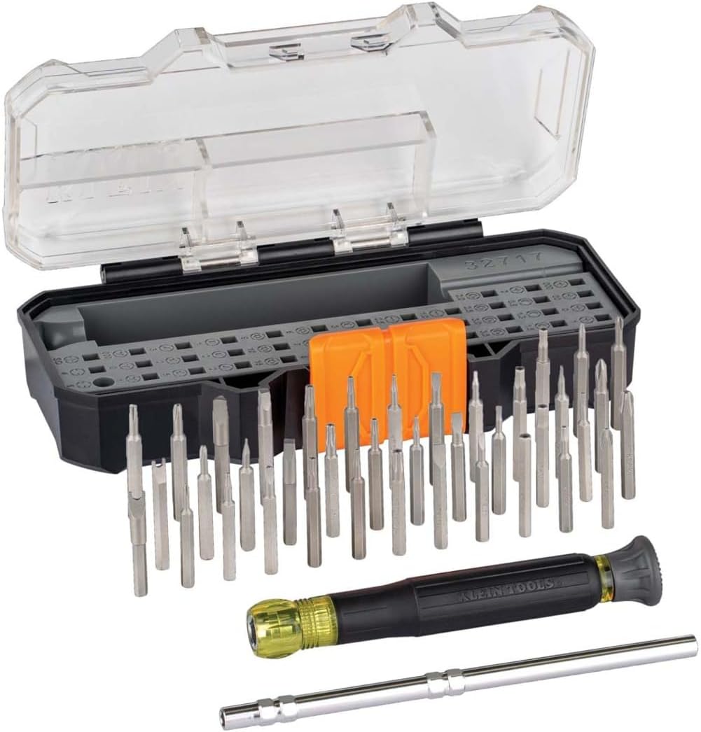Klein Tools 32717 Precision Screwdriver Set with Case, All-in-One Multi-Function Repair Tool Set, 39 Bits Including Tamperproof Bits for Apple Products