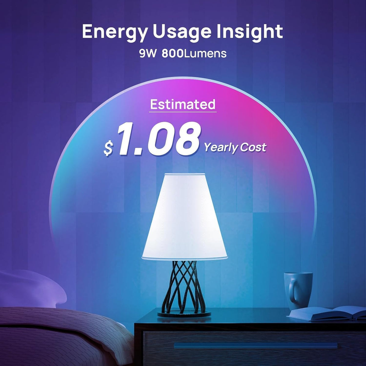 Consciot Smart Light Bulbs, A19 Google Home Color Changing Bulbs, 4-Pack