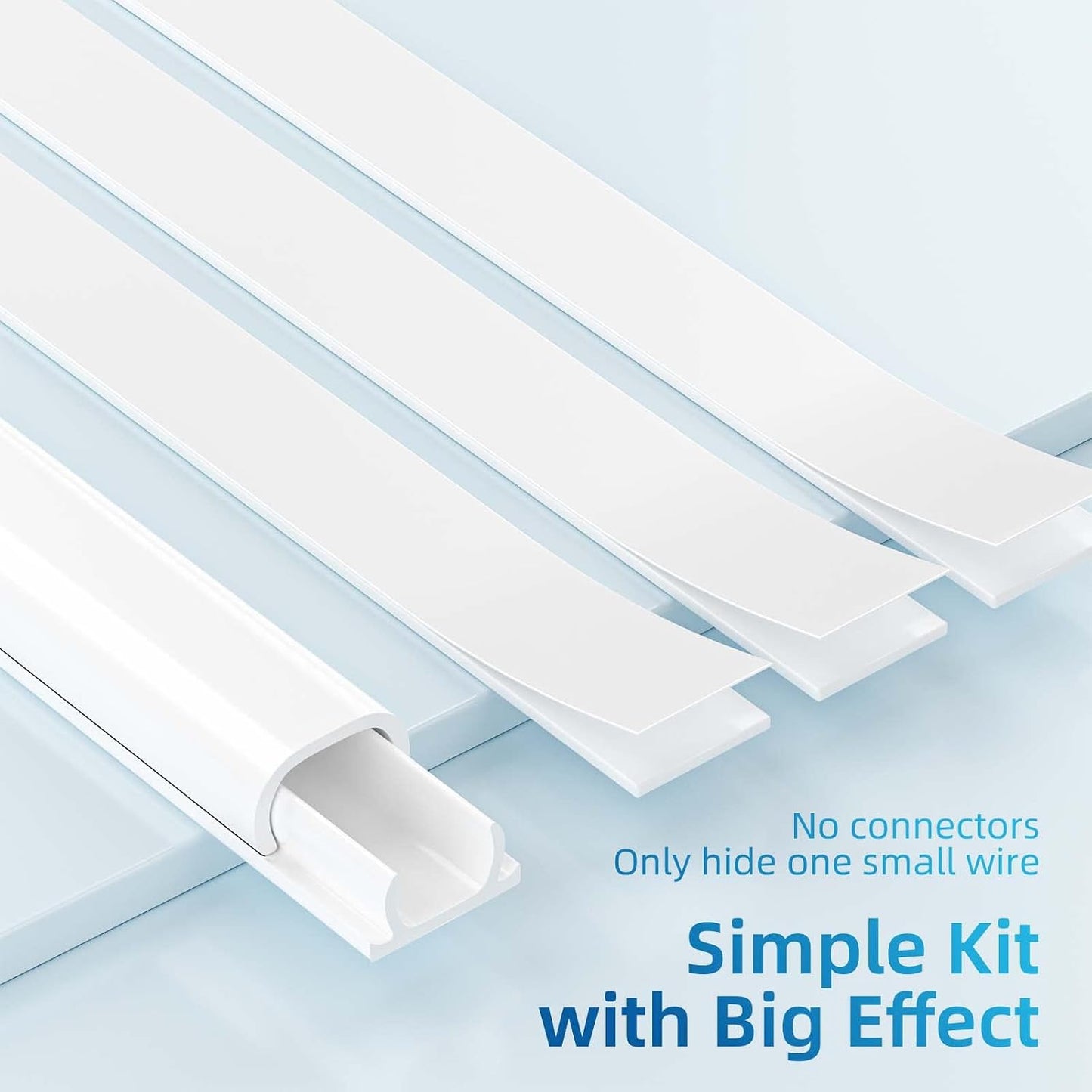Yecaye 128in Mini Cord Hider, On-Wall Cord Cover, W0.5in H0.31in, White | Small Cord Covers for Wires on wall, Cable Management Hider for Single Wire, Cable Cover