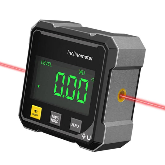 Digital Angle Finder with Electronic Laser & 4-Side Magnetic Base - Electronic Inclinometer with LED Display Cube Inclinometer, Table Saw Miter Protractor, Woodworking Measuring Tool, Level Box