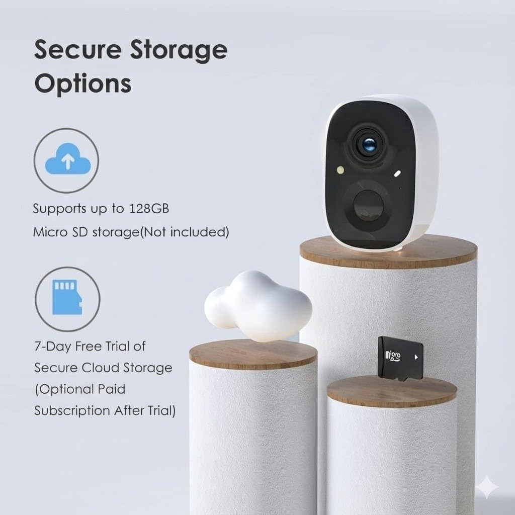 GMK 2 Pack Security Cameras Wireless Outdoor, 2K Video, Motion Detection | Color Night Vision, 3-Minute Setup, 2-Way Talk, IP65 Waterproof, for Indoor&amp;Outdoor, VicoHome, 2.4GHz WiFi, SD/Cloud Storage
