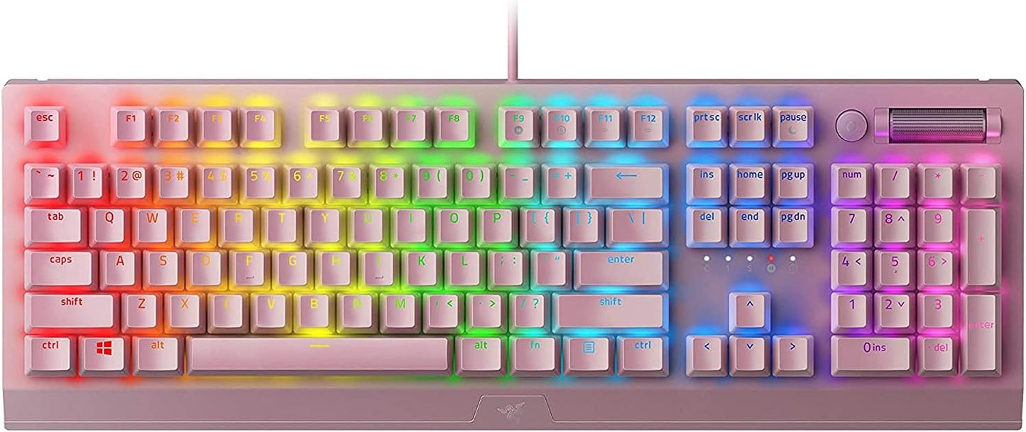Razer BlackWidow V3 Mechanical Gaming Keyboard, Green Mechanical, Quartz | Tactile & Clicky, Chroma RGB Lighting, Compact Form Factor, Programmable Macro Functionality