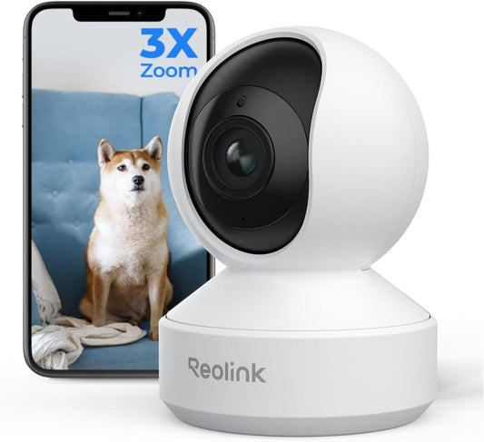 REOLINK 4K Indoor Camera, 3X Optical Zoom, Dual-Band WiFi 6, E1 Zoom | Pan Tilt with Auto Tracking, Person/Pet Detection, Cry Detection, Privacy Mode, Bluetooth Setup, Two-Way Audio