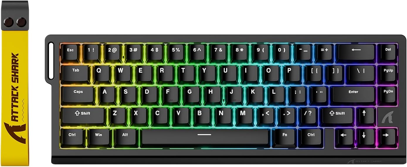 ATTACK SHARK X68 HE RT Mechanical Gaming Keyboard 60% Wired TKL-Black | Adjustable Actuation,Hall Effect Magnetic Switch,8KHz Polling Rate,RGB Backlit,Top Mount, Web Driver for PC Mac Esport Gamer