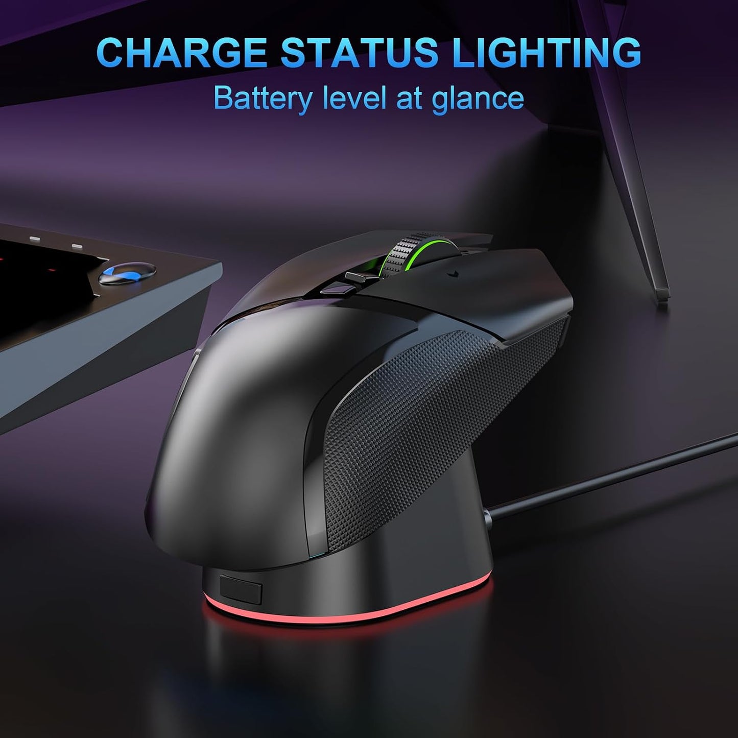 Compact Magnetic Computer Mouse Charging Dock R3 for Razer Basilisk V3 Pro, Cobra Pr, Naga V2 Pro, Auto Shut-Off, Switch LED Charge Status, Anti-Slip Base, 6.6ft Cable