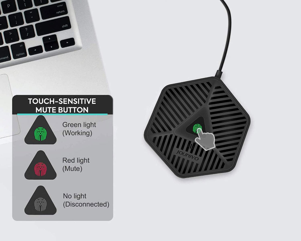 Conference USB Microphone, 360° Omnidirectional Computer Mic with Mute Button for Video Conference, Recording, Skype, Online Class, Plug & Play Compatible with Windows/macOS/PC/Laptop(JV808)