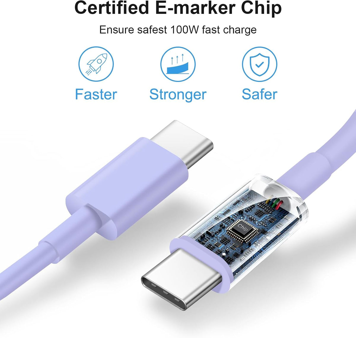 iPhone 17 16 15 Charger Fast Charging USB C Charger Block Type C Chargers Charging Block with 3 Pack 10FT Cable for iPhone 17/17 Plus/17 Pro Max/16/16 Plus/16 Pro Max/15 Pro Max/iPad Pro (Purple