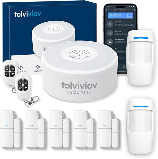 WiFi Home Security System, 10-Piece Wireless Alarm Kit with Door Sensors