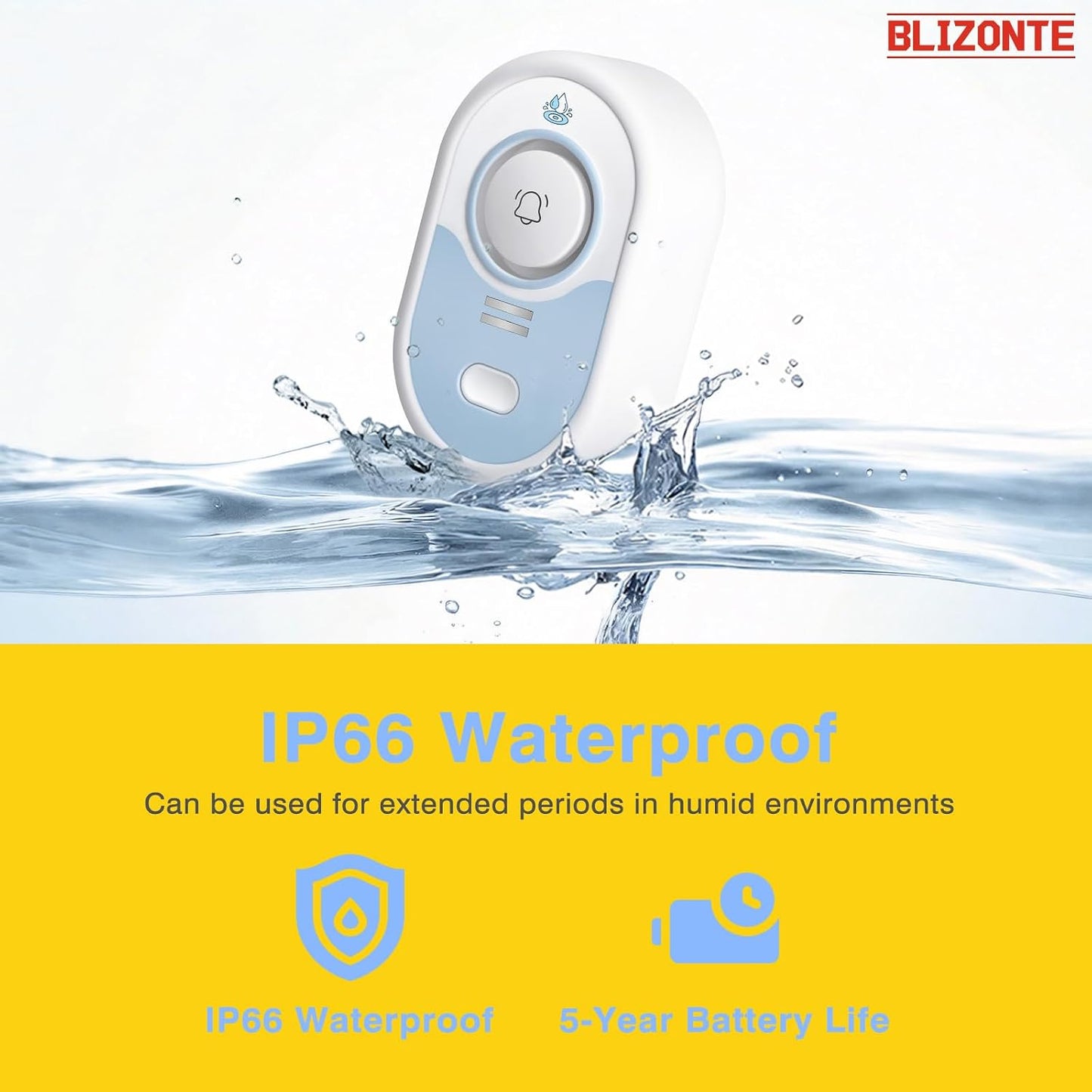 Water Leak Detector 5 Pack, 5-Year Battery Life, Water Alarm with Low Battery Warning, 100dB Loud Sound and Self-Test Function, IP66 Waterproof for Home Basement Kitchen(Not Support Wi-Fi)