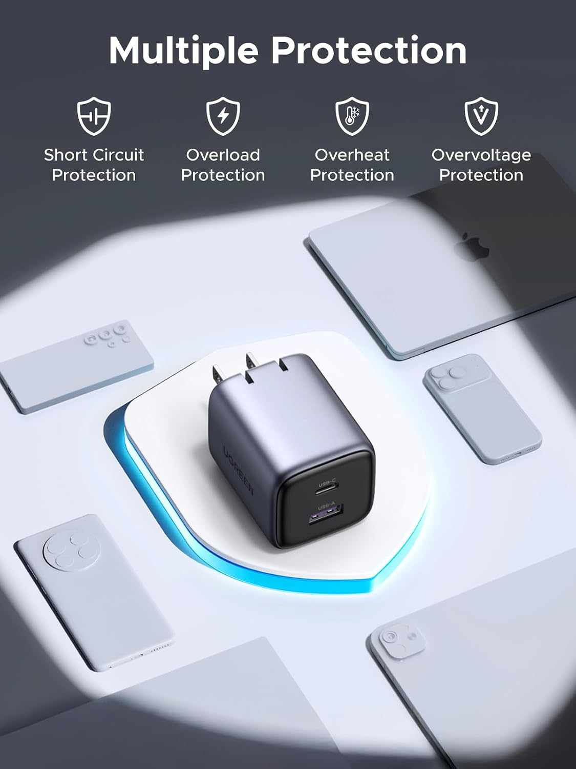 UGREEN 35W USB C Charger for iPhone 17 Fast Charging, Nexode 2-Ports GaN Foldable PPS Compact Fast Wall Charger Block for iPhone 17/16/15, Galaxy S25/S24/S23, Pixel 10/9/8, iPad, MacBook, Steam Deck