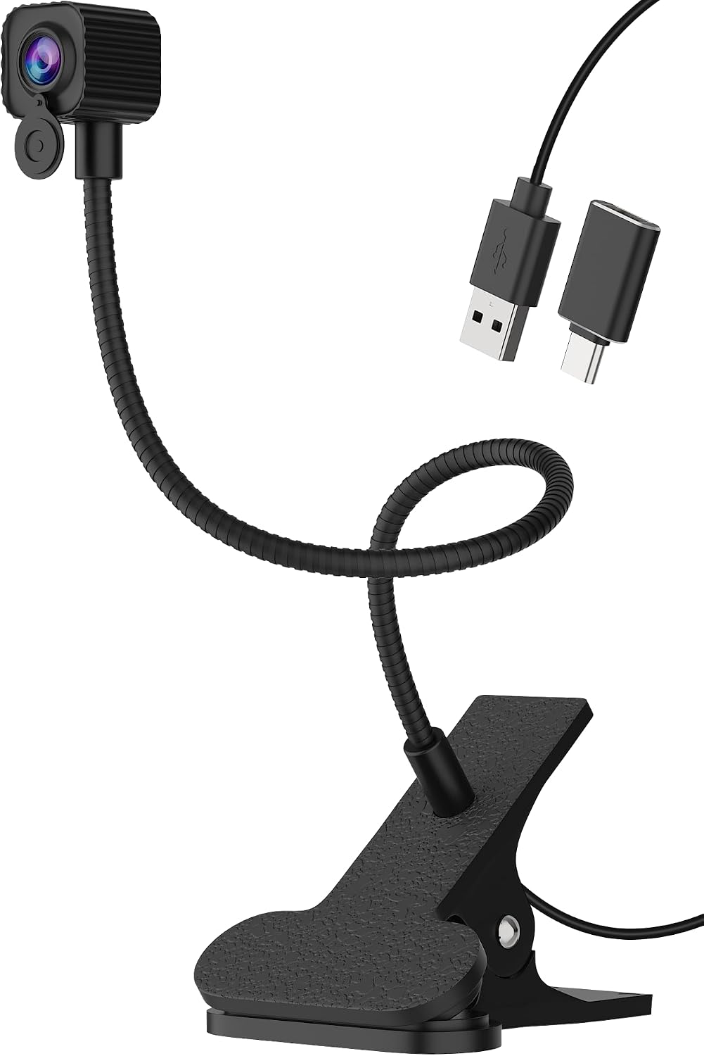 NIVEOLI 4K Center Screen Webcam with Microphone, AutoFocus 4K Middle Screen Webcam USB Type-C/A Adapter, Eye Level Camera Plug&Play (Clamp)