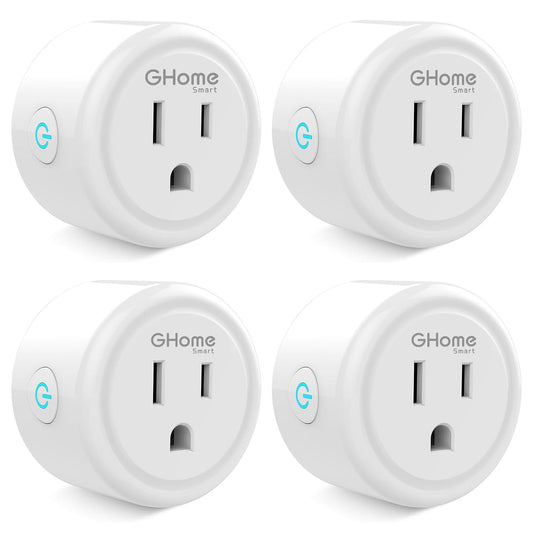 GHome Smart Plug Mini, WiFi Smart Outlet Plug Works with Alexa and Google Home, Timer Outlet with APP Control, 2.4GHz Network Only, No Hub Required, ETL FCC Listed (4 Pack), White